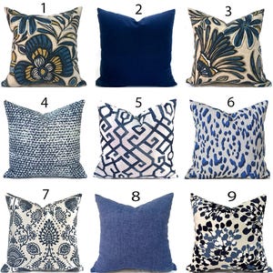 Indoor Navy Blue Zippered Pillow Covers, Fast Delivery, Affordable and Machine Washable, You Choose