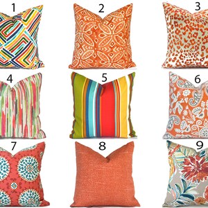 Outdoor Pillow Covers with Zippers, Easy to Change, Affordable Style, Quick Shipping, Orange You Choose