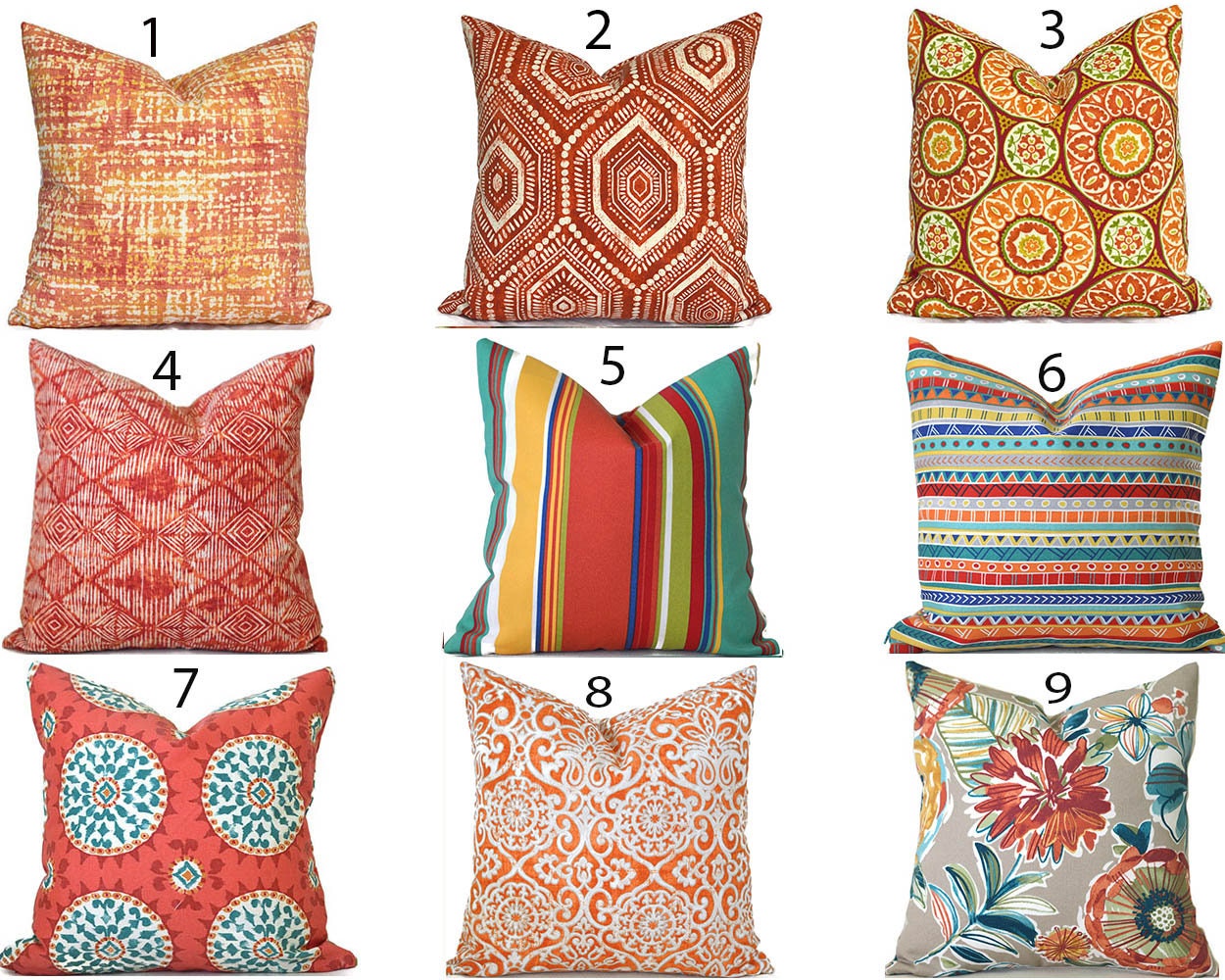 Outdoor Pillow Covers Decorative Home Decor Burnt Orange Stripe Desig…