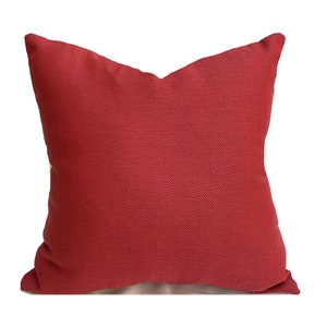 Outdoor Pillow Covers with Zipper, Washable, Quick Shipping, Solid Herringbone Red