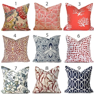 Indoor Pillow Cover with Zippers, Orange, Coral and Blue, Pick Your Favorites