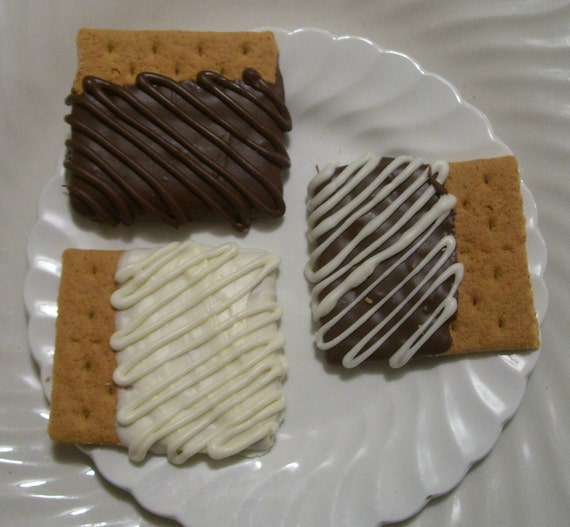 Items similar to Graham Crackers Dipped in White and Milk Chocolate