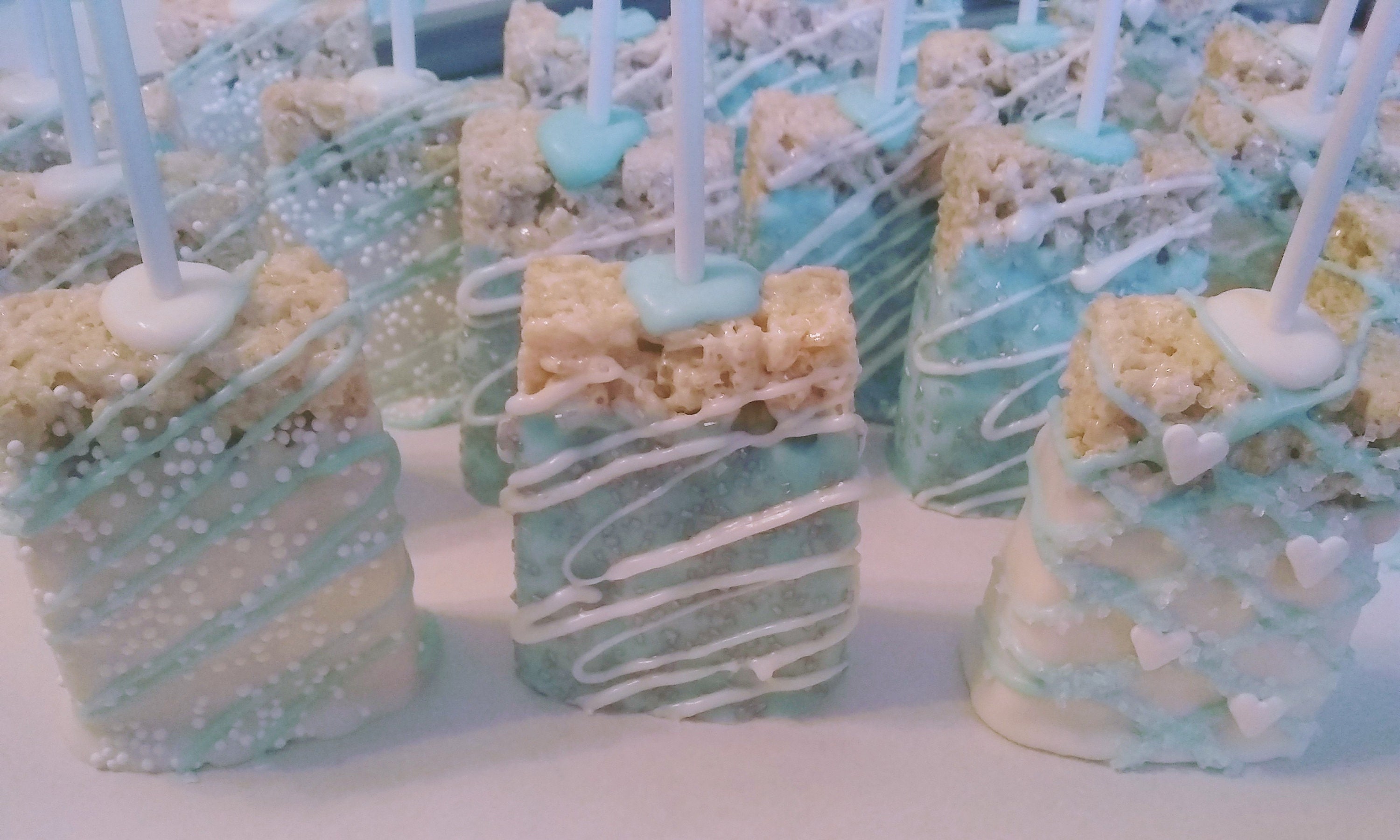 Rice Krispie Treat Pops Blue White and or Pink Baby Shower Etsy