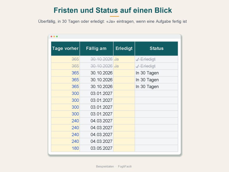 12-miesięczna lista kontrolna ślubu w programie Excel (niemiecki): 40 list zadań do wykonania z datami obliczonymi na podstawie daty ślubu zdjęcie 3
