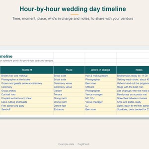 Trouwprogramma in Excel: uurlijkse planning, lijst met cadeaus en bedankjes, muziekplaylist afbeelding 2