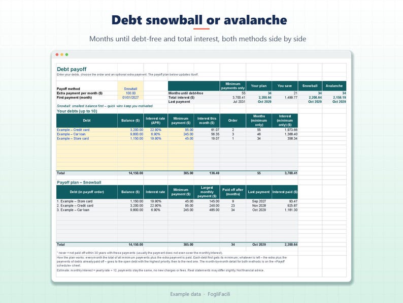 Budget Spreadsheet 2027 for Excel: Monthly Planner, Debt Snowball, Savings Goals and Bill Tracker image 4