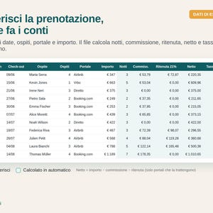 Italian short-term rental manager 2026: Excel file in Italian for hosts in Italy, with cedolare secca, tourist tax, commissions image 2