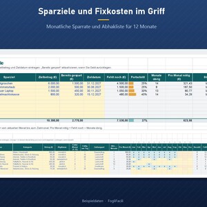 Haushaltsbuch 2027 Excel in German, Budget Spreadsheet with Savings Goals, Debt Payoff and Bills image 6