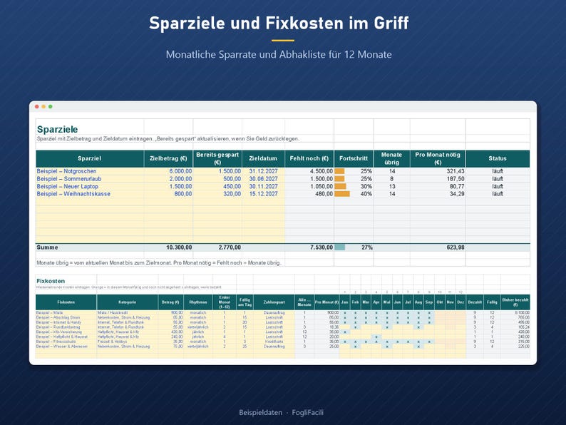 Haushaltsbuch 2027 Excel in German, Budget Spreadsheet with Savings Goals, Debt Payoff and Bills image 6
