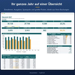 Haushaltsbuch 2027 Excel in German, Budget Spreadsheet with Savings Goals, Debt Payoff and Bills image 2