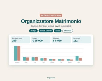 Excel Wedding Planner in Italian | Wedding Budget, Guest List, Tables, Checklist | Google Sheets Wedding Planner