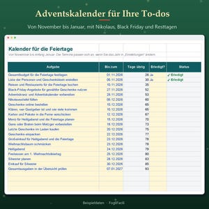 Christmas Planner Spreadsheet 2026 in German, Excel Weihnachtsplaner with Gift List, Budget and Menu image 6