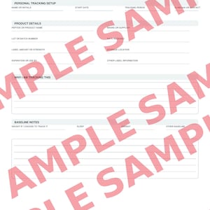 Könnte beinhalten: Ein weißes Papierformular mit dem Titel Peptide Profile and Product Details, Page 1 of 5. Es enthält Abschnitte für persönliche Nachverfolgung, Produktdetails, Gründe für die Nachverfolgung und Basisnotizen mit Leerzeilen für Einträge.