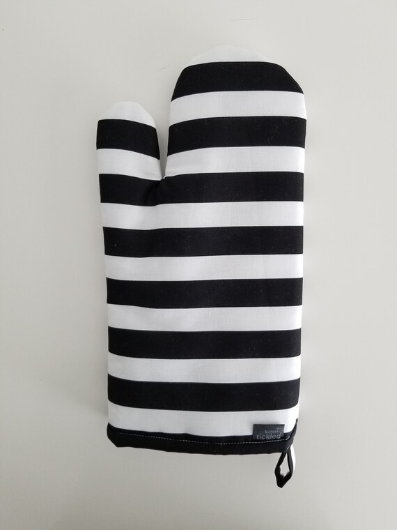 Oven Mitt Black and White Oven Mitts Black and White Stripe | Etsy