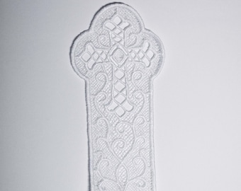 White Lace Cross Bookmark