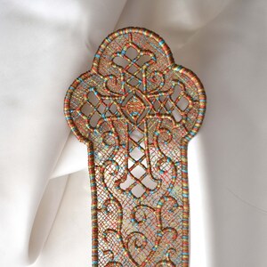 Lace Cross Bookmark - Mauve, Blue, Brown, Moss Verigated