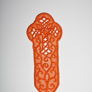 Orange Lace Cross Bookmark