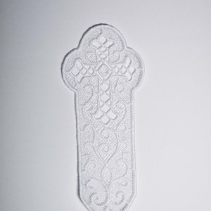 White Lace Cross Bookmark