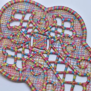 Lace Cross Bookmark - Pink, Orange, Blue, Yellow Verigated