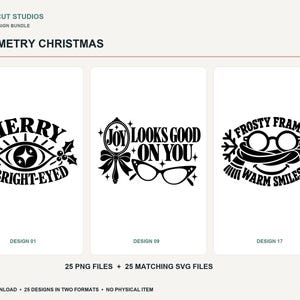 Weihnachts-PNG- und SVG-Bundle für Optometrie, 25 festliche Designs für die Augenpflege