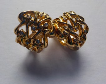 Nina Ricci Vintage Rhinestone Goldtone Earrings