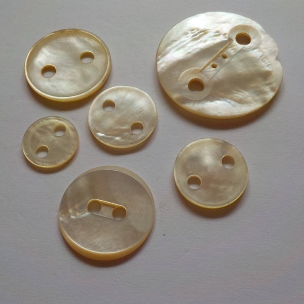 Antique MOTHER OF PEARL Buttons, Large and Small