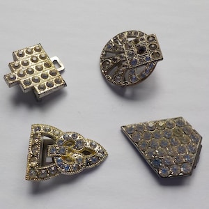 Dress Clips, Belt Buckles Vintage, Rhinestones, Silvertone