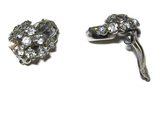 Gustave Sherman 1950s clip on rhinestone Earrings… - image 3