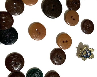Vintage Canadian Girl Guide Buttons and Pin