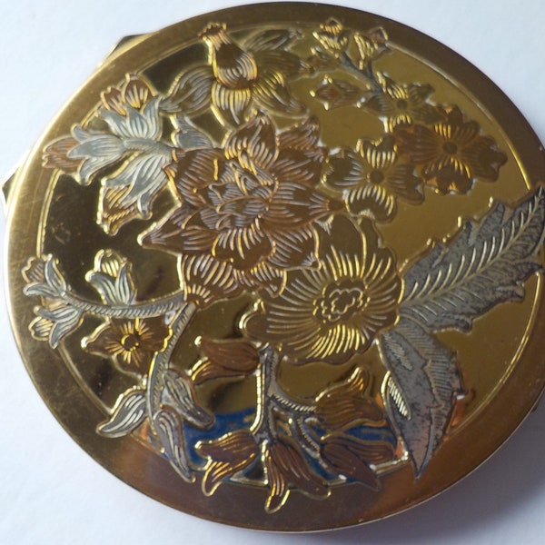 Wadsworth Vintage 1950s Powder Etched Floral Compact