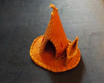 Indigenous Birch Bark Souvenir, Tipi and Canoe, 1960s Vintage