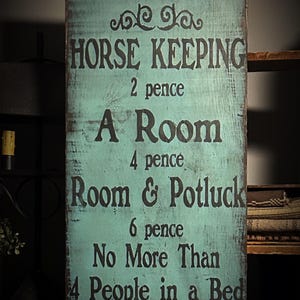 Handmade Primitive Wood Colonial Rules of the Tavern Sign