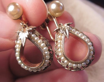 JMS Jewelry 12K GF Screw Back Gold Earrings with Pink Rhinestones  Vintage Costume Estate Jewelry  fruitsdesbois