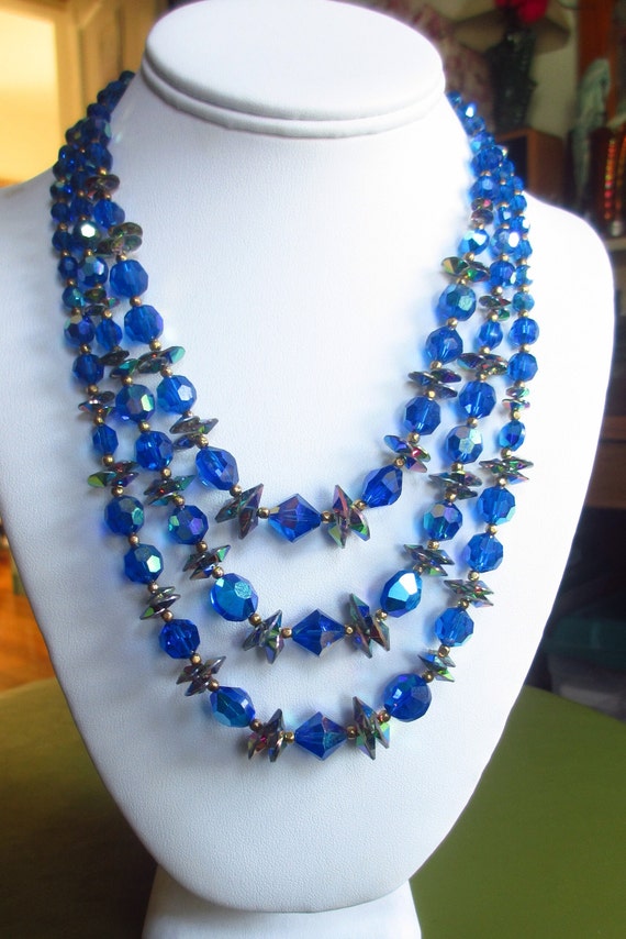 Vintage Triple Strand Swarovski Crystal Necklace