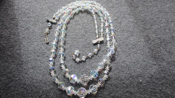 Vintage Double Strand Mid Century AB Crystal Neck… - image 3