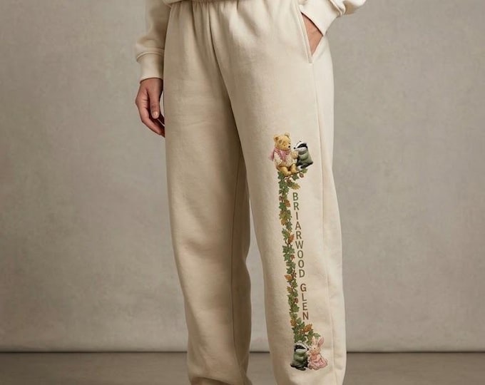 Faith Sweatpants for Women | Woodland Bear Joggers | Cottagecore Christian Lounge Pants | Briarwood Glen Gift for Her