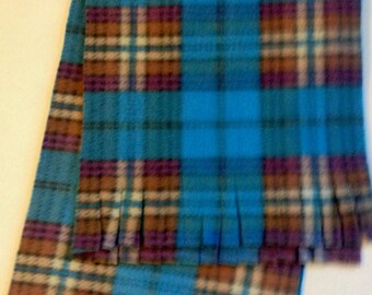 Blue and Multi-Color Plaid Fleece Scarf