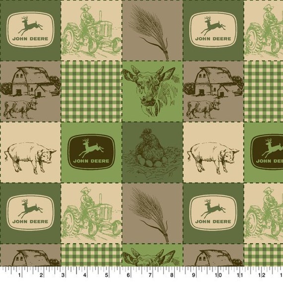 Bytheyard John Deere Patchwork Pattern Fabric 44 Etsy