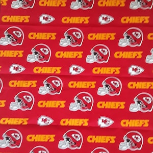 Kansas City Chiefs NFL Handmade Bandana 22"Long x 22" Wide - 100% Cotton