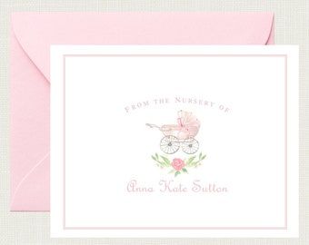 Pink Floral Baby Shower Thank You Cards Girl | Baby Shower Thank You Cards Boy | Baby Shower Gift Girl | Baby Note Cards BS-3253 FOLD