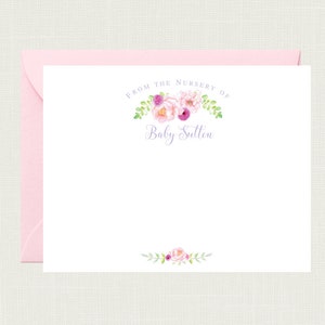 Floral Baby Shower Thank You Cards Girl | Floral Baby Thank You Cards | Floral Baby Shower Gift Girl | Floral Baby Note Cards BS-3130