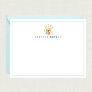 Personalized Octopus Note Cards | Octopus Notecards | Octopus Stationary | Octopus Stationery | Octopus Gifts | Tropical Gifts Ocean AS-1615