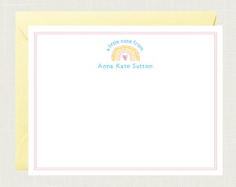 Girls Stationery Set | Girls Stationary | Girls Notecards | Rainbow Notecards | Rainbow Thank You Cards | Pen Pal Kit | Lemon Grace KS-4005