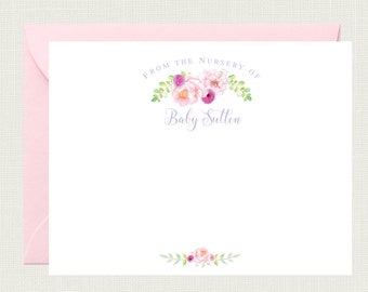 Floral Baby Shower Thank You Cards Girl | Floral Baby Thank You Cards | Floral Baby Shower Gift Girl | Floral Baby Note Cards BS-3130