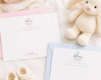 Personalized Baby Shower Thank You Cards for Girls | Baby Thank You Cards for Boys | Baby Stationery | Baby Stationary | Carriage BS-3175