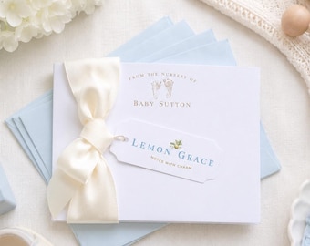 Personalized Baby Feet Thank You Cards | Baby Shower Stationery | From Nursery of Baby Thank You Notes | BS-3101a