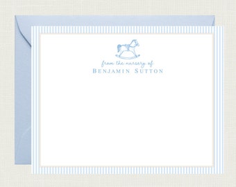 Rocking Horse Baby Shower Thank You Cards | From the Nursery of Note Cards | Personalized Baby Shower Thank You Cards  Baby Boy Gift BS-3104