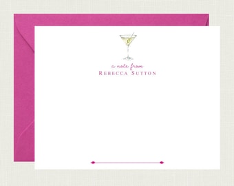 Personalized Martini Stationery | Personalized Stationary | Martini Note Cards | Martini Notecards | Martini Gifts | AS-1637A