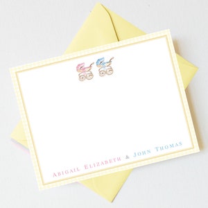 Twins Baby Shower Thank You Cards |Twins Nursery | Twins Birthday Thank You Cards | Boy Girl Twins Note Cards | Boy Girl Twins Thank BS-3111 image 1