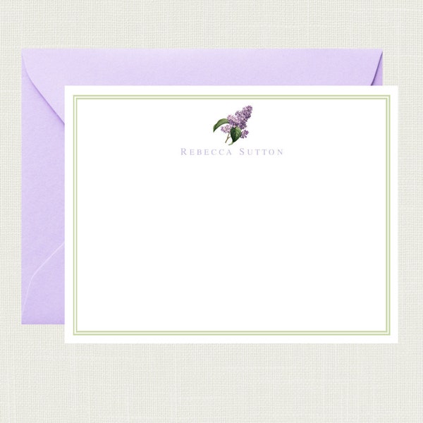 Personalized Lilac Stationery | Lilac Note Cards | Lilac Gift Set | Botanical Note Cards | Botanical Gifts | Lemon Grace | Lilac AS-1610